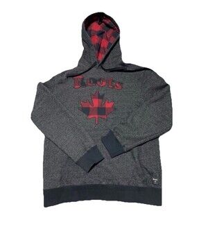 Roots Canada Maple Leaf Hoodie Small Rare Buffalo Plaid Hood Kangaroo Pocket